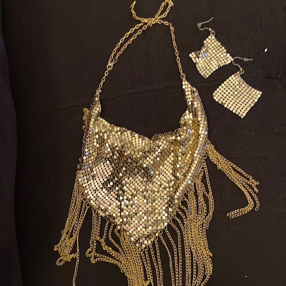 Gold Necklace & Earrings